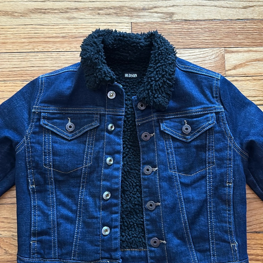 Girls size 5 denim/fur lined jacket